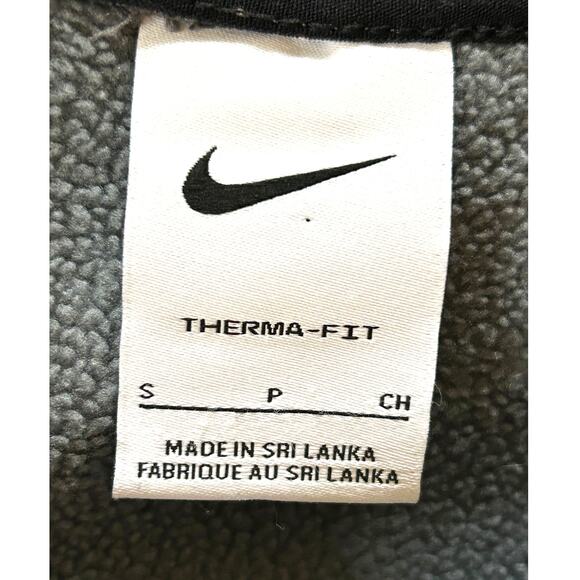 Nike Therma-FIT Fleece Crewneck Side Zip Logo Gray Black Oversize Womens Small - Picture 4 of 8